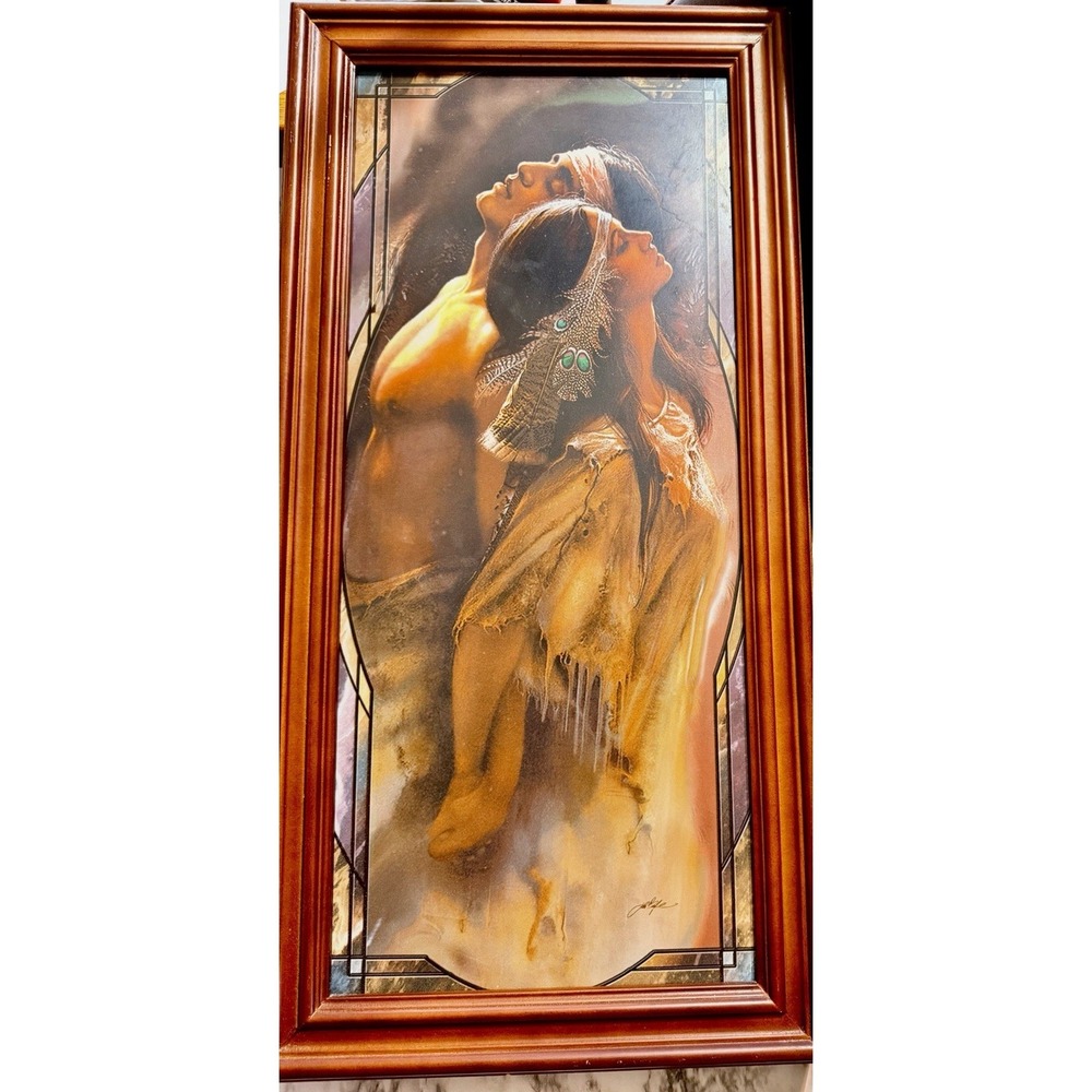 "LOVE'S ETERNAL LIGHT" STAINED GLASS BY LEE BOGEL 23" L x 12.5 W x‎ 1.5 D (2805)